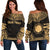 Northern Mariana Island Polynesian Chief Custom Personalised Women's Off Shoulder Sweater - Gold Version Gold - Polynesian Pride