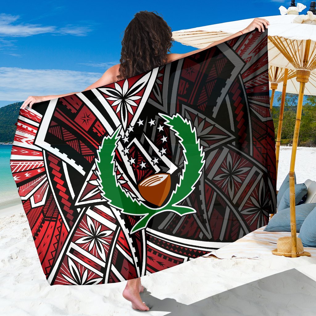 Pohnpei Sarong - Tribal Flower Special Pattern Red Color SARONG ONE SIZE Red - Polynesian Pride