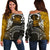 Samoa Custom Personalised Women's Off Shoulder Sweater - Samoa Seal Wave Style (Gold) Gold - Polynesian Pride