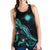 Marshall Islands Polynesian Women Tank Top - Turtle With Blooming Hibiscus Turquoise - Polynesian Pride