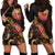 Tahiti Polynesian Hoodie Dress - Turtle With Blooming Hibiscus Gold Gold - Polynesian Pride