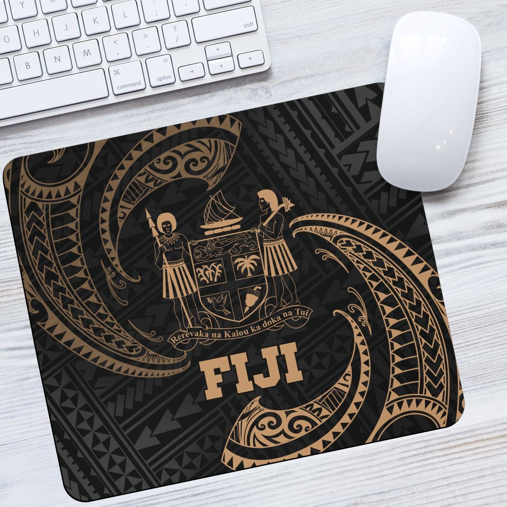 Fiji Polynesian Mouse Pad - Gold Tribal Wave One Style One Size Black - Polynesian Pride
