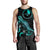 Yap Polynesian Men Tank Top - Turtle With Blooming Hibiscus Tuquoise - Polynesian Pride