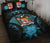 Fiji Polynesian Quilt Bed Set Hibiscus Blue Black - Polynesian Pride