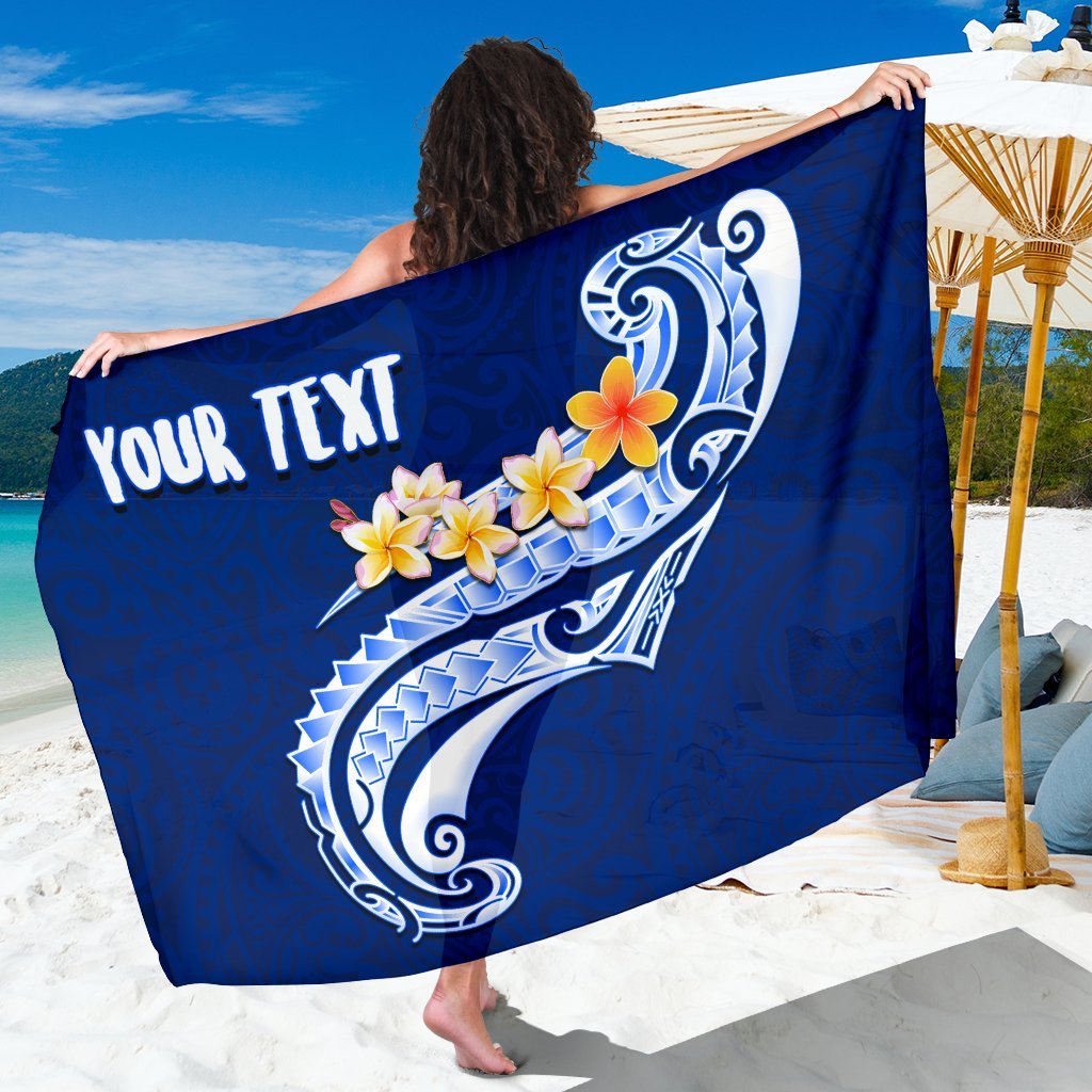 Guam Personalised Sarong - Guam Seal Polynesian Patterns Plumeria (Blue) One Style One Size Blue - Polynesian Pride