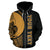 New Caledonia Polynesian All Over Custom Zip up Hoodie Gold Line - Polynesian Pride