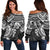 Polynesian Off Shoulder Sweater (Women) - Polynesian White Turtle White - Polynesian Pride