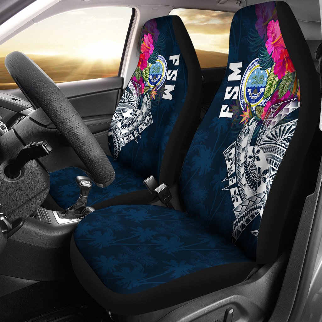 Federated States Of Micronesia Car Seat Covers - Summer Vibes Universal Fit Blue - Polynesian Pride