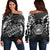 American Samoa Polynesian Women's Off Shoulder Sweater - Eagle Tribal Pattern Black - Polynesian Pride