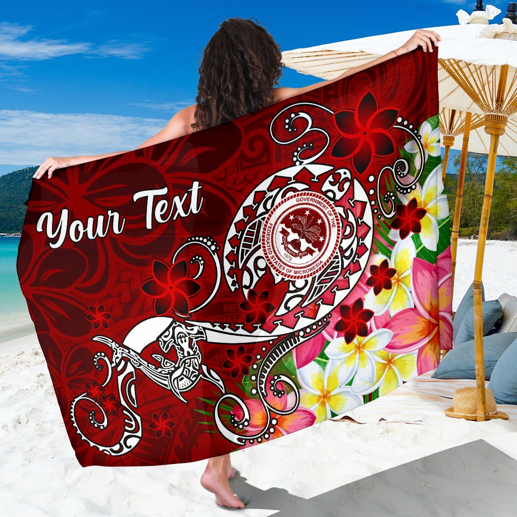 FSM Custom Personalised Sarong - Turtle Plumeria (Red) One Style One Size Red - Polynesian Pride