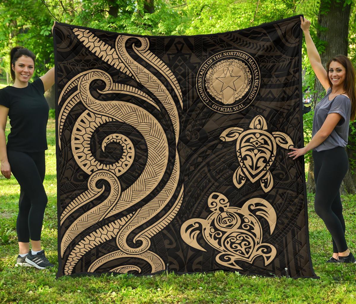 Northern Mariana Islands Premium Quilt - Gold Tentacle Turtle Gold - Polynesian Pride