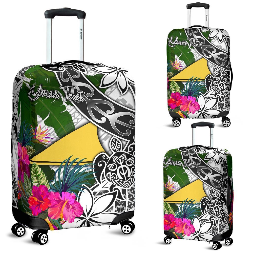 Tokelau Custom Personalised Luggage Covers White - Turtle Plumeria Banana Leaf White - Polynesian Pride