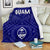 Guam Premium Blanket - Guam Seal With Polynesian Tattoo Style (Blue) White - Polynesian Pride