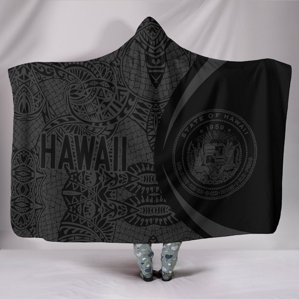 Hawaii Polynesian Hooded Blanket - Circle Style 02 Hooded Blanket White - Polynesian Pride