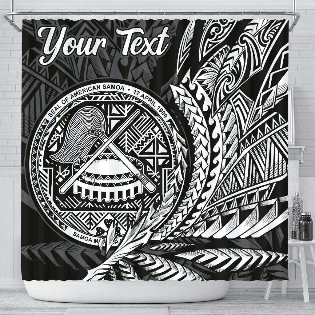 American Samoa Shower Curtains - Custom Personalised Wings Style 177 x 172 (cm) Black - Polynesian Pride