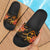 Guam Slide Sandals - Gold Plumeria Black - Polynesian Pride