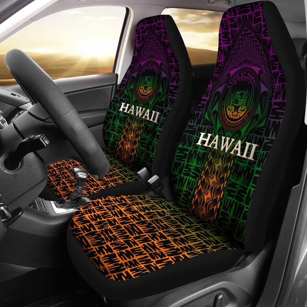 Hawaii Car Seat Covers - Hawaii Seal Rocket Style Universal Fit Black - Polynesian Pride