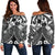 Tonga Polynesian Women's Off Shoulder Sweater - Tonga White Seal with Polynesian tattoo White - Polynesian Pride