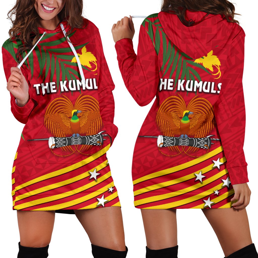 Papua New Guinea Rugby Women Hoodie Dress Coconut Leaves - The Kumuls Red - Polynesian Pride