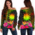 Nauru Polynesian Personalised women's Off Shoulder Sweater - Hibiscus and Banana Leaves Art - Polynesian Pride