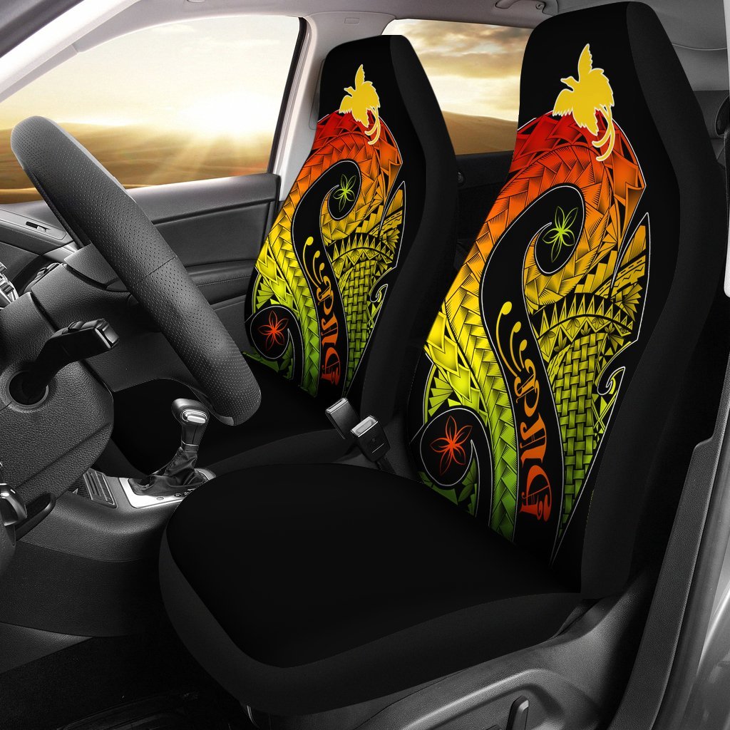 Papua New Guinea Car Seat Covers - PNG Bird And Polynesian Decorative Pattern Universal Fit Reggae - Polynesian Pride