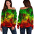 Polynesian Women's Off Shoulder Sweater - Reggae Hibiscus Patterns Red - Polynesian Pride