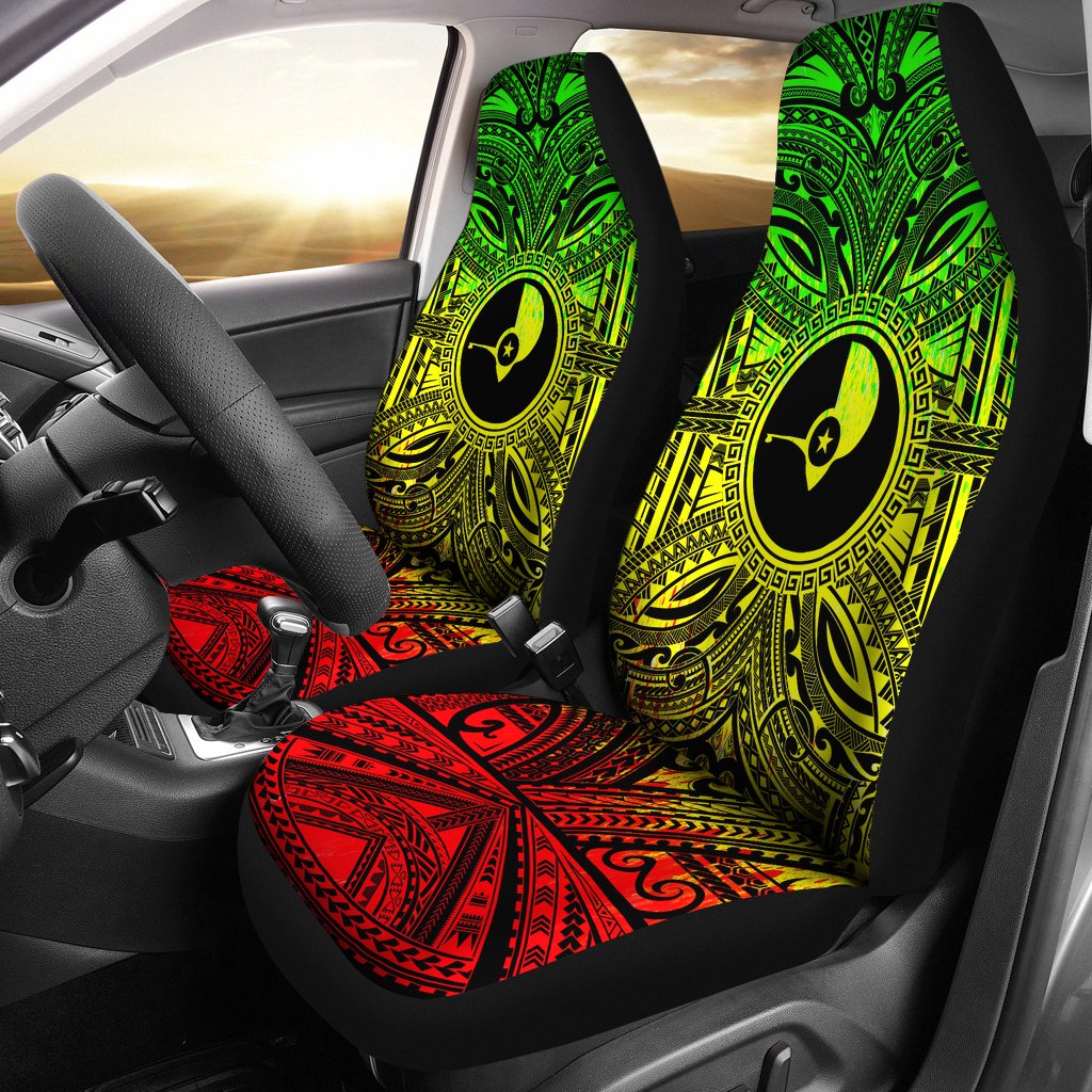 Yap Car Seat Cover - Yap Coat Of Arms Polynesian Reggae Style Universal Fit Reggae - Polynesian Pride