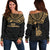 New Caledonia Women's Off Shoulder Sweater - Polynesian Design Black - Polynesian Pride