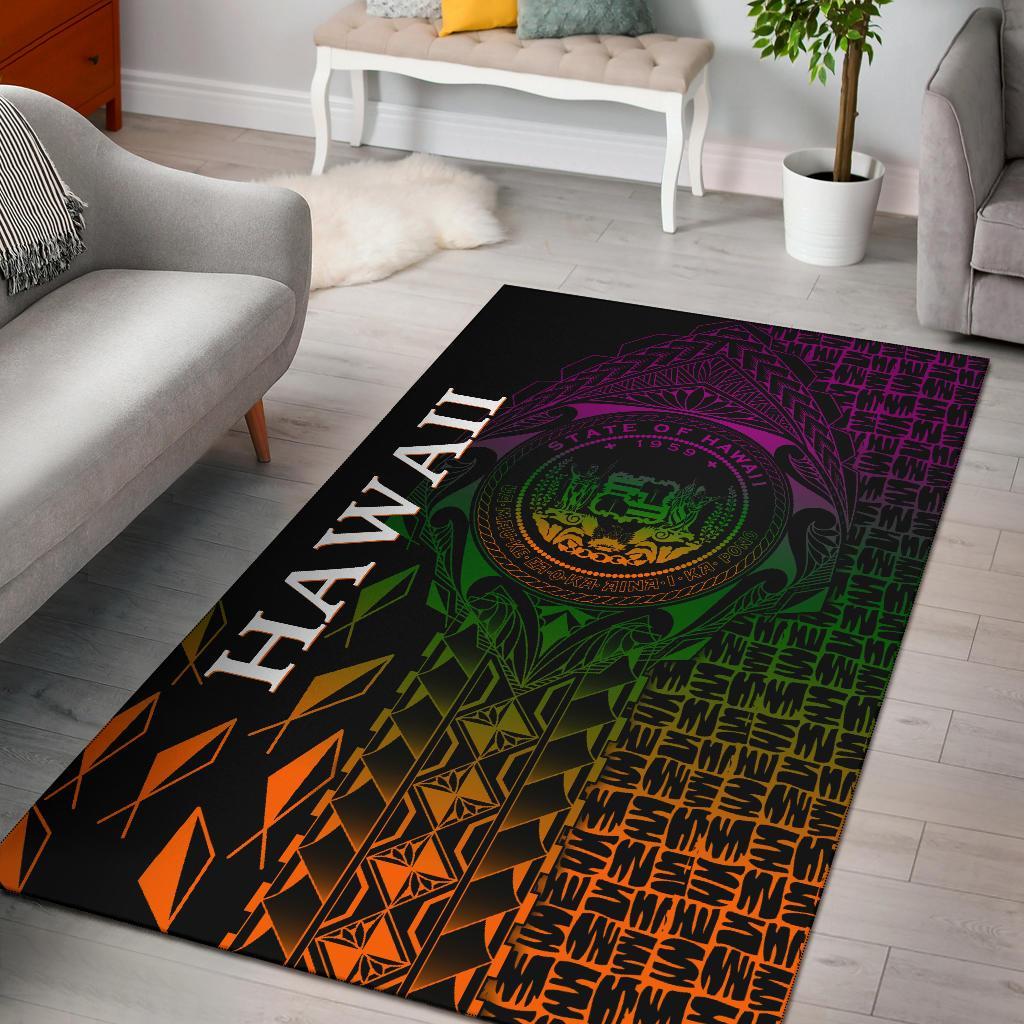 Hawaii Area Rug - Hawaii Seal Rocket Style Black - Polynesian Pride