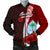 Guam Polynesian Men's Bomber Jacket - Coat Of Arm With Hibiscus Red - Polynesian Pride