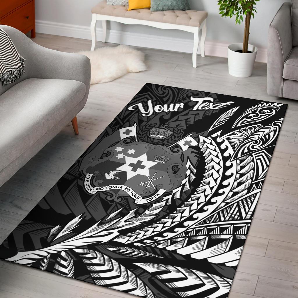 Tonga Area Rug - Custom Personalised Wings Style Black - Polynesian Pride