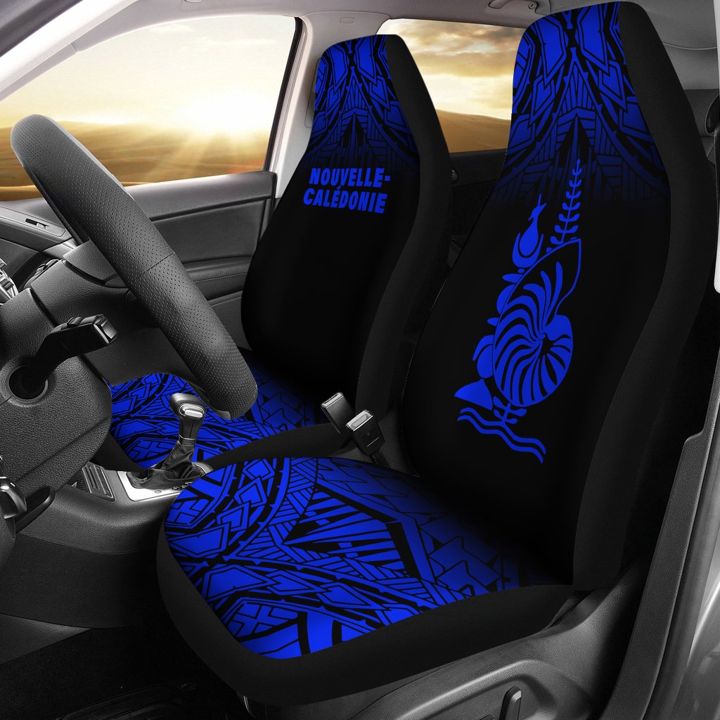 New Caledoni Car Seat Covers - New Caledoni Coat Of Arms Polynesian Tattoo Fog Blue Universal Fit Blue - Polynesian Pride