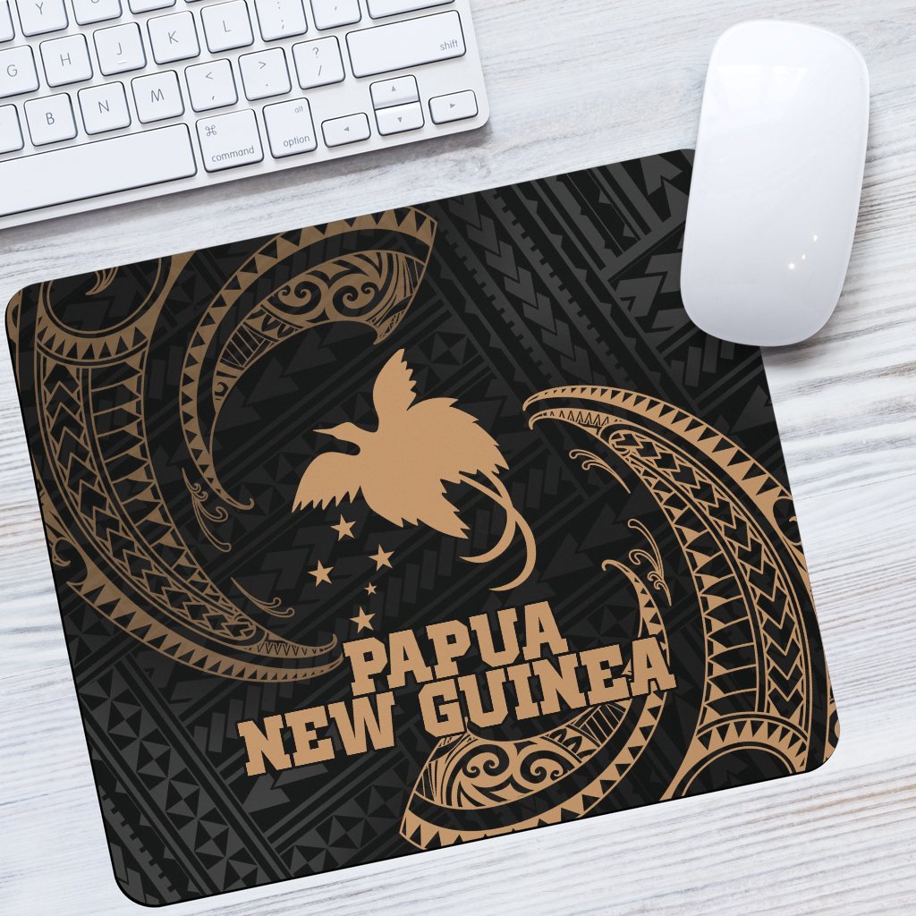 Papua New Guinea Polynesian Mouse Pad - Gold Tribal Wave One Style One Size Black - Polynesian Pride