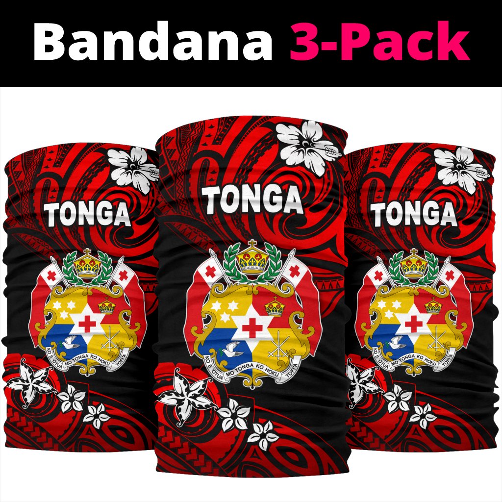 Mate Ma'a Tonga Rugby Bandana 3 - Pack Polynesian Unique Vibes - Red One Size Red - Polynesian Pride