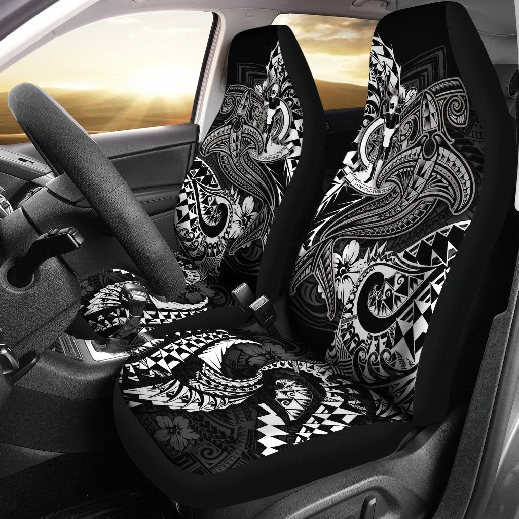 Vanuatu Polynesian Car Seat Covers - White Shark Polynesian Tattoo Universal Fit White - Polynesian Pride