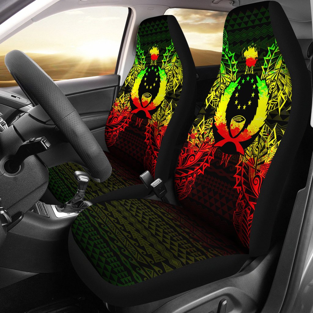 Pohnpei Car Seat Cover - Pohnpei Flag Map Reggae Universal Fit Reggae - Polynesian Pride