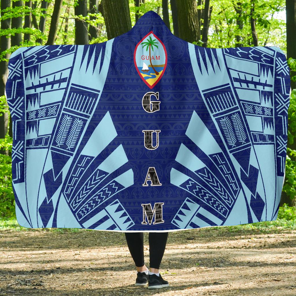 Guam Hooded Blanket - Polynesian Tattoo Flag Hooded Blanket White - Polynesian Pride