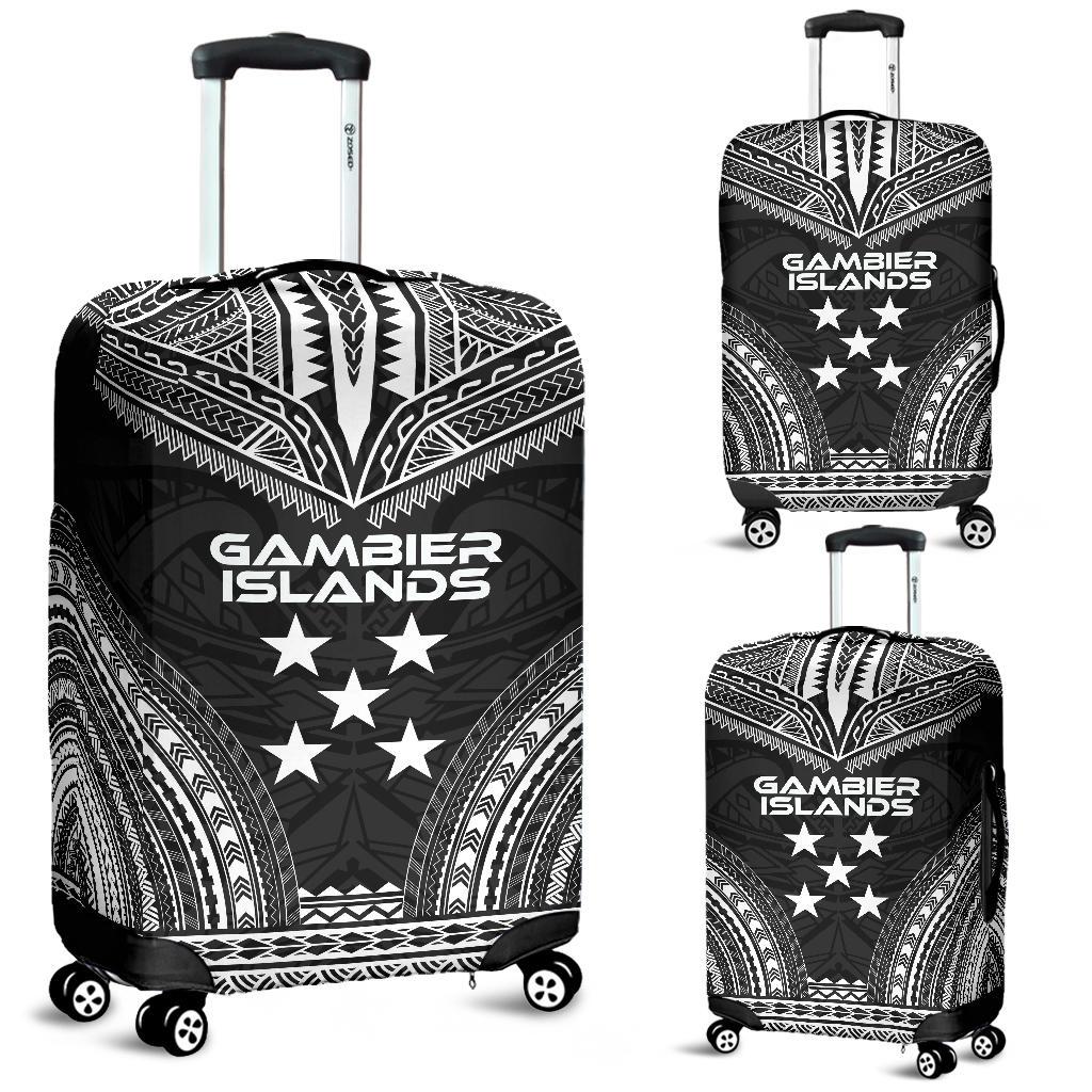 Gambier Islands Polynesian Chief Luggage Cover - Black Version Black - Polynesian Pride