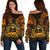 Guam Polynesian Off Shoulder Sweater - Gold Turtle Homeland Gold - Polynesian Pride