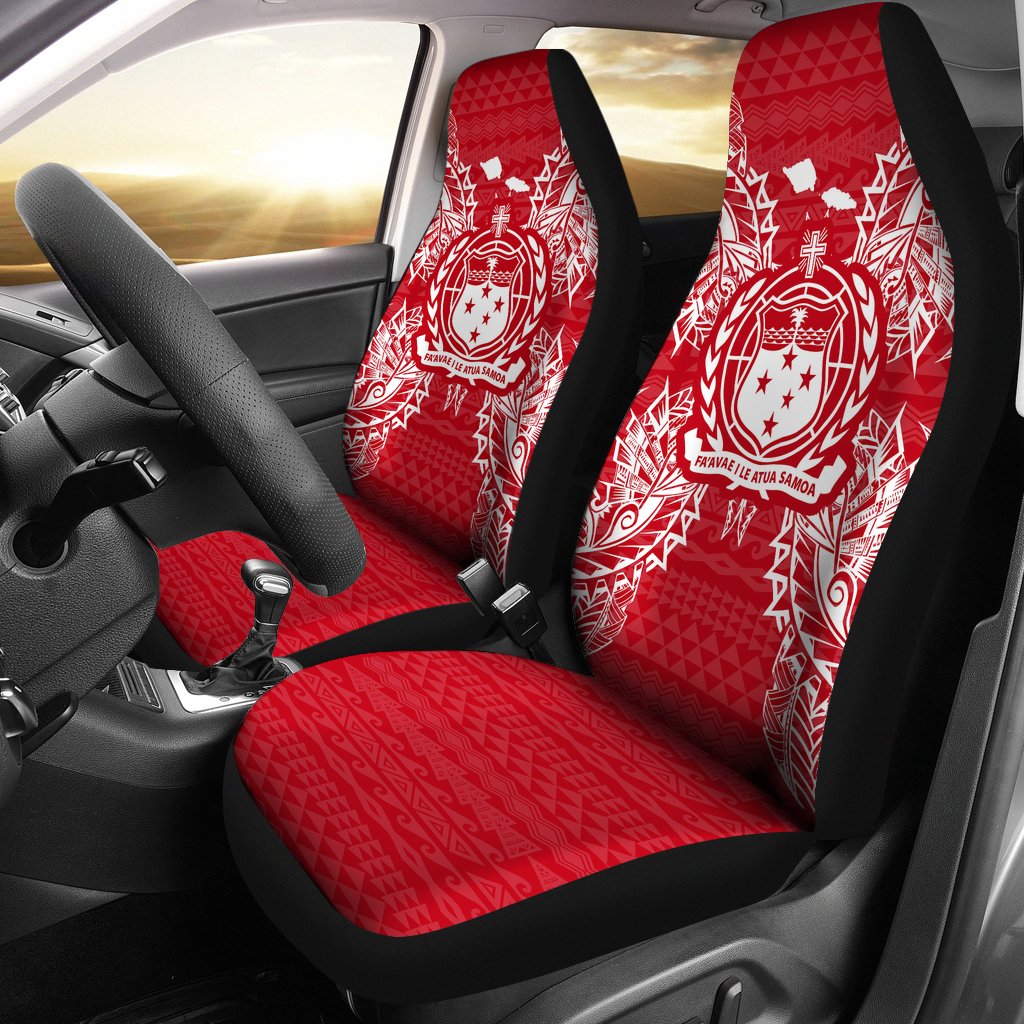 Samoa Car Seat Cover - Samoa Coat Of Arms Map Red White Universal Fit Red - Polynesian Pride