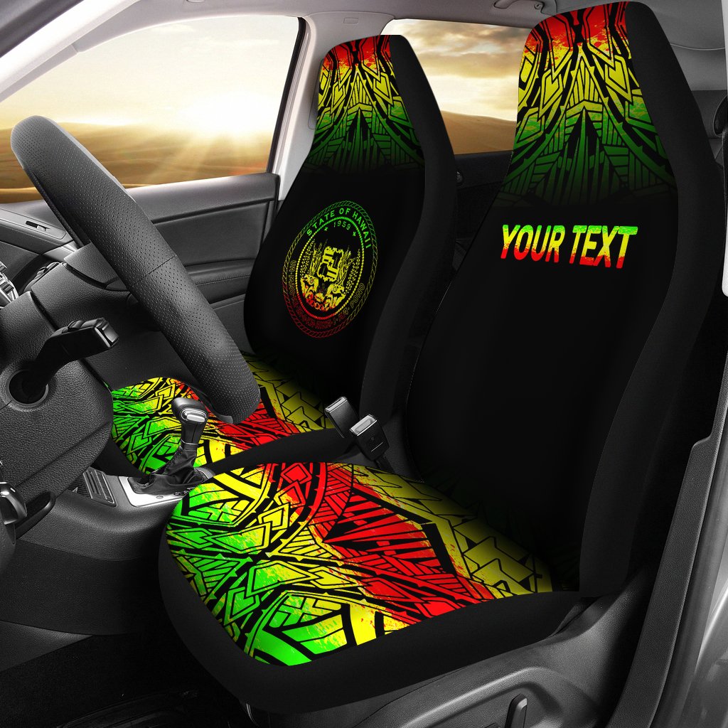 Hawaii Custom Personalised Car Seat Covers - Hawaii Seal Polynesian Tattoo Fog Reggae Universal Fit Reggae - Polynesian Pride