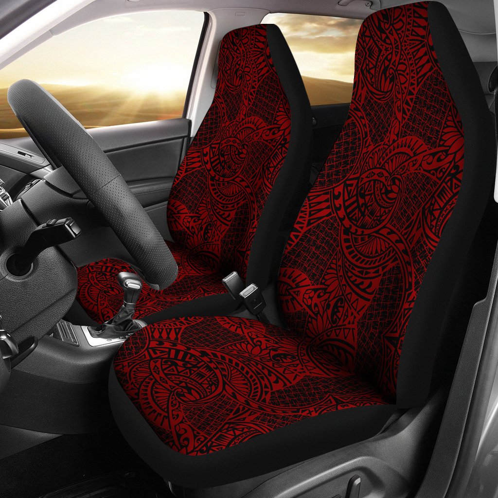 Polynesian Car Seat Cover - Polynesian Tattoo 28 Universal Fit Red - Polynesian Pride