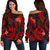 Tonga Polynesian Off Shoulder Sweater - Red Plumeria RED - Polynesian Pride