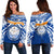 Marshall Islands Rugby Off Shoulder Sweater Forever Blue - Polynesian Pride