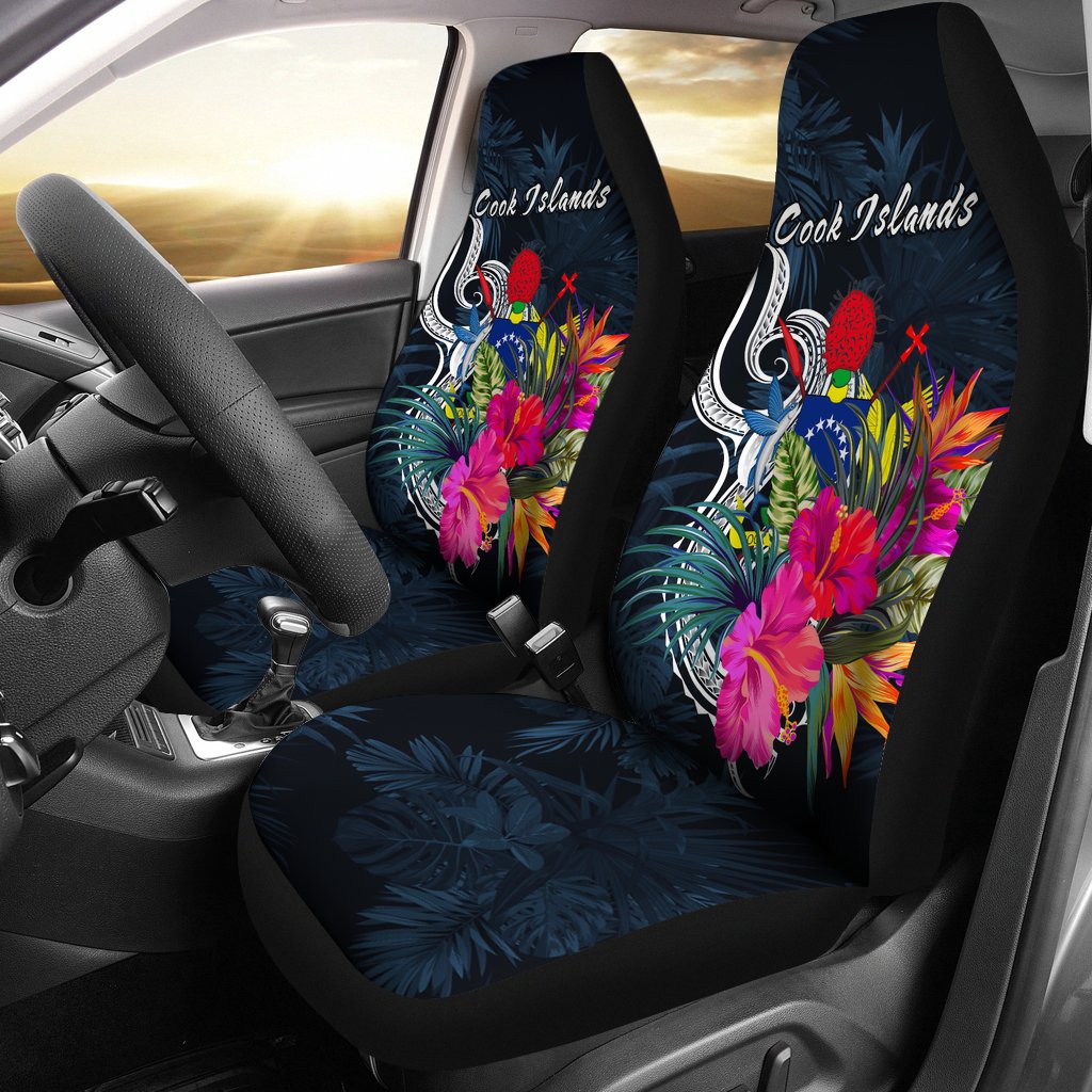 Cook Islands Polynesian Car Seat Covers - Tropical Flower Universal Fit Blue - Polynesian Pride