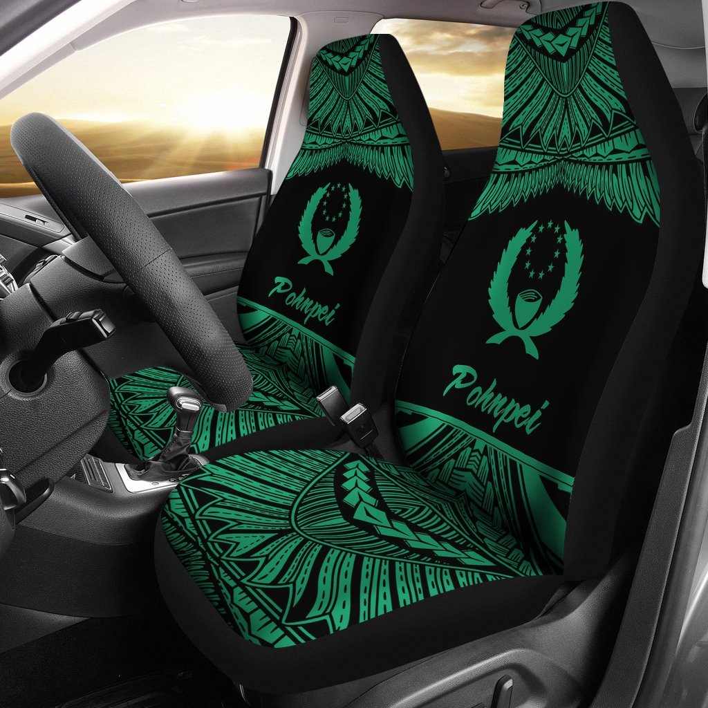 Pohnpei Polynesian Car Seat Covers - Pride Green Version Universal Fit Green - Polynesian Pride