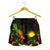 Marshall Islands Polynesian Women's Shorts - Turtle With Blooming Hibiscus Reggae - Polynesian Pride