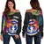 Guam Polynesian Off Shoulder Sweater - Ti Leaf Lei Turtle - Polynesian Pride