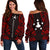 Austral Islands Women's Off Shoulder Sweater - Polynesian Tattoo Red Red - Polynesian Pride