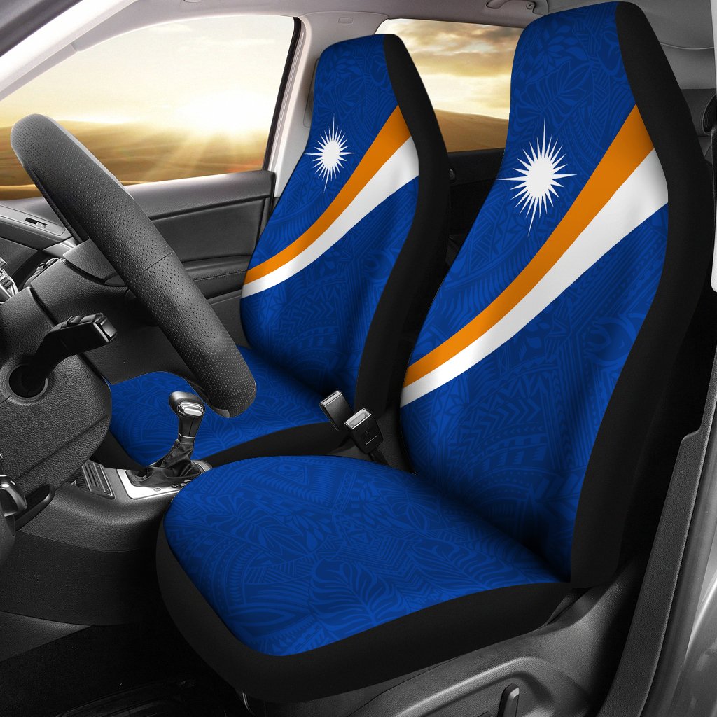 Marshall Islands Car Seat Covers - Marshall Islands Flag Micronesia Style Blue Universal Fit Blue - Polynesian Pride